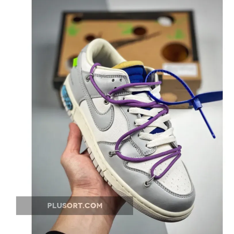 Off-White x Nike Dunk Low White Plum Lot 48 DM1602-107