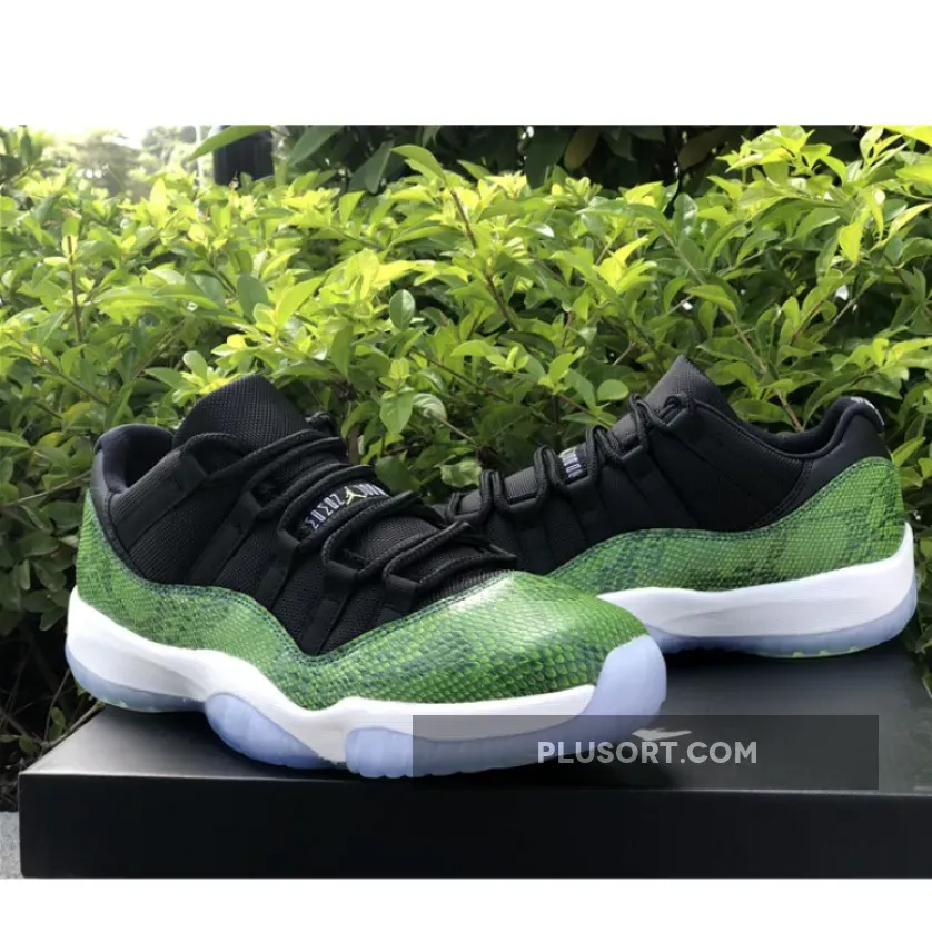 Air Jordan 11 Retro Low Black/Nightshade-White-Volt / Snakeskin 11s Green 528895-033