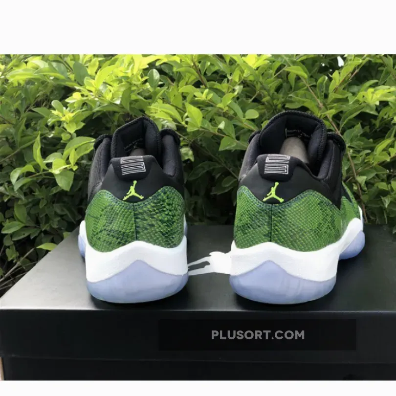 Air Jordan 11 Retro Low Black/Nightshade-White-Volt / Snakeskin 11s Green 528895-033