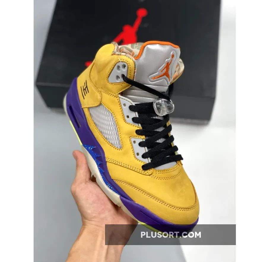 Air Jordan 5 Retro 'What The' Mens Varsity Maize/Court Purple-Gho CZ5725-700 AJ5 - jordan retro 5 what the