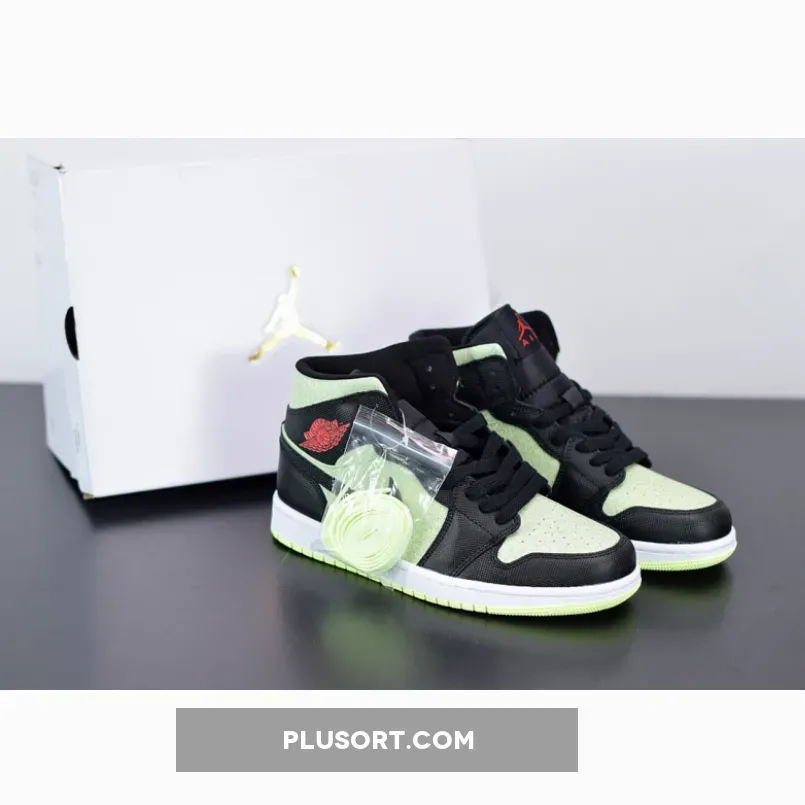 Air Jordan 1 Mid SE Black/Chile Red-Barely Volt | jordan 1 chile