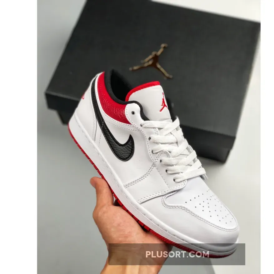 Air Jordan 1 Low White University Red Black #jordans white and red