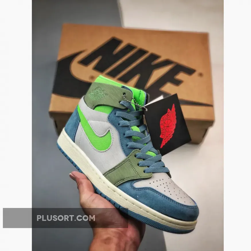 Air Jordan 1 Zoom CMFT 2 'Neon Green' / Electric Blue Jordans DV1305-433