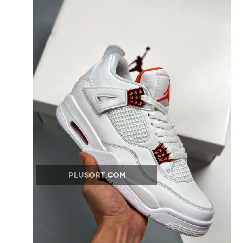 Air Jordan 4 White/Team Orange-Metallic Silver, jordan 11s orange and white