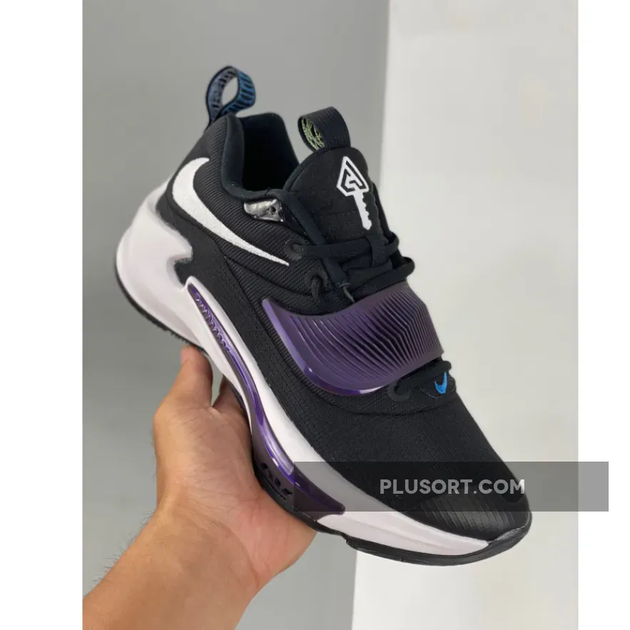 Nike Zoom Freak 3 'Project 34' Black/Light Photo Blue-White #zoom freak 3 blue and white