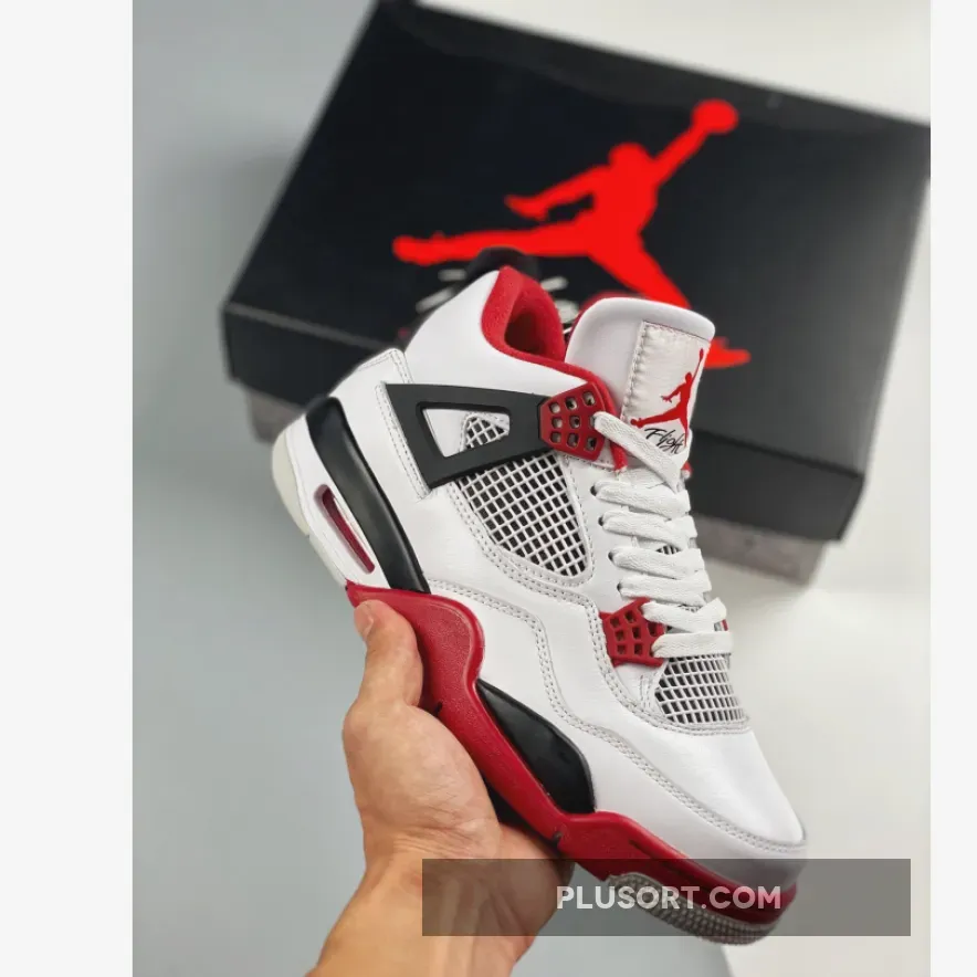 Air Jordan 4 'Fire Red' White/Fire Red-Black-Tech Grey / red white and black jordan 4