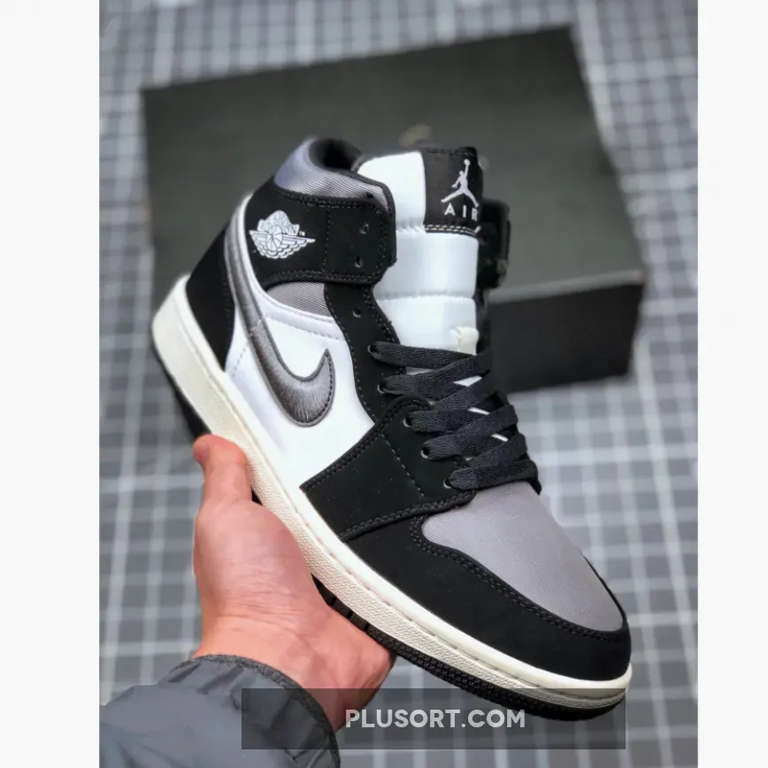 Air Jordan 1 Mid 'Satin' White Black Grey 852542-011 Online Sale