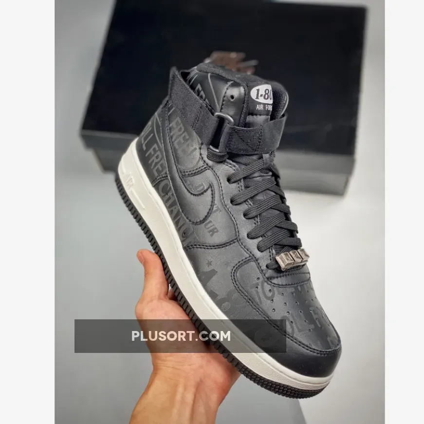 Nike Air Force 1 High '07 Premium 'Toll Free' Black/Black-Sail-Vast Grey #air force 1 high sail