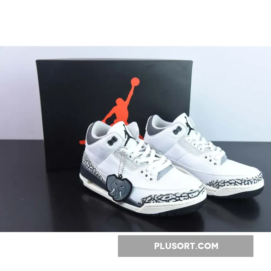 Air Jordan 3 "Hide N’ Sneak" White/Black-Iron-Light Ash Grey | HIDE N SEEK 3S