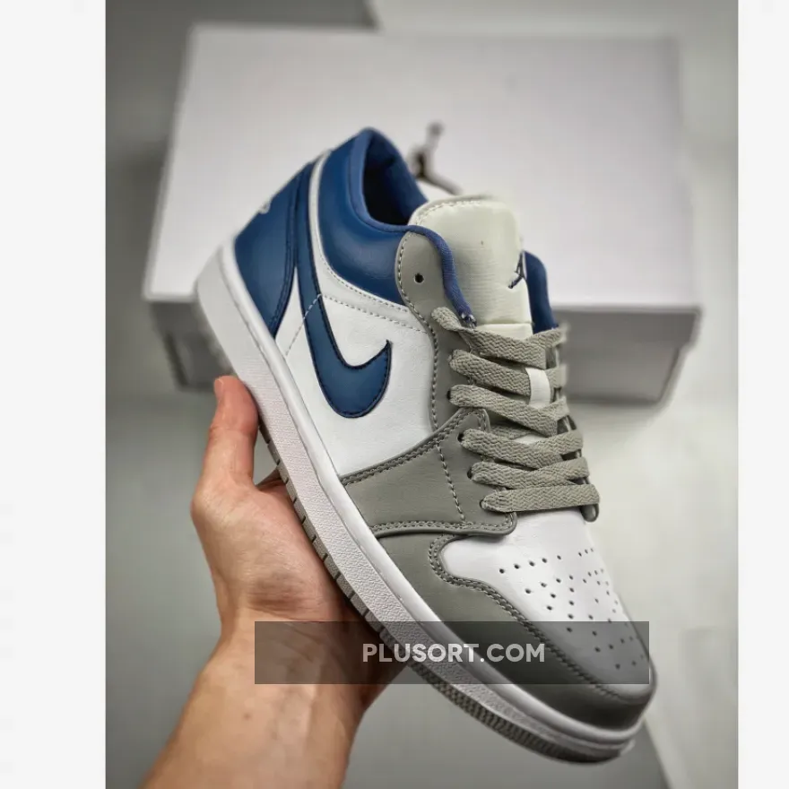 Air Jordan 1 Low 'LA Dodgers' Stealth/White-French Blue DC0774-042 - jordan 1 grey and blue