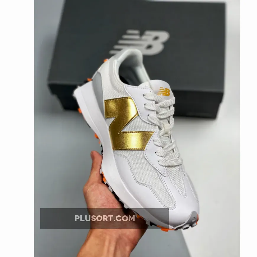 New Balance 327 White Gold Grey - new balance 327 varsity gold
