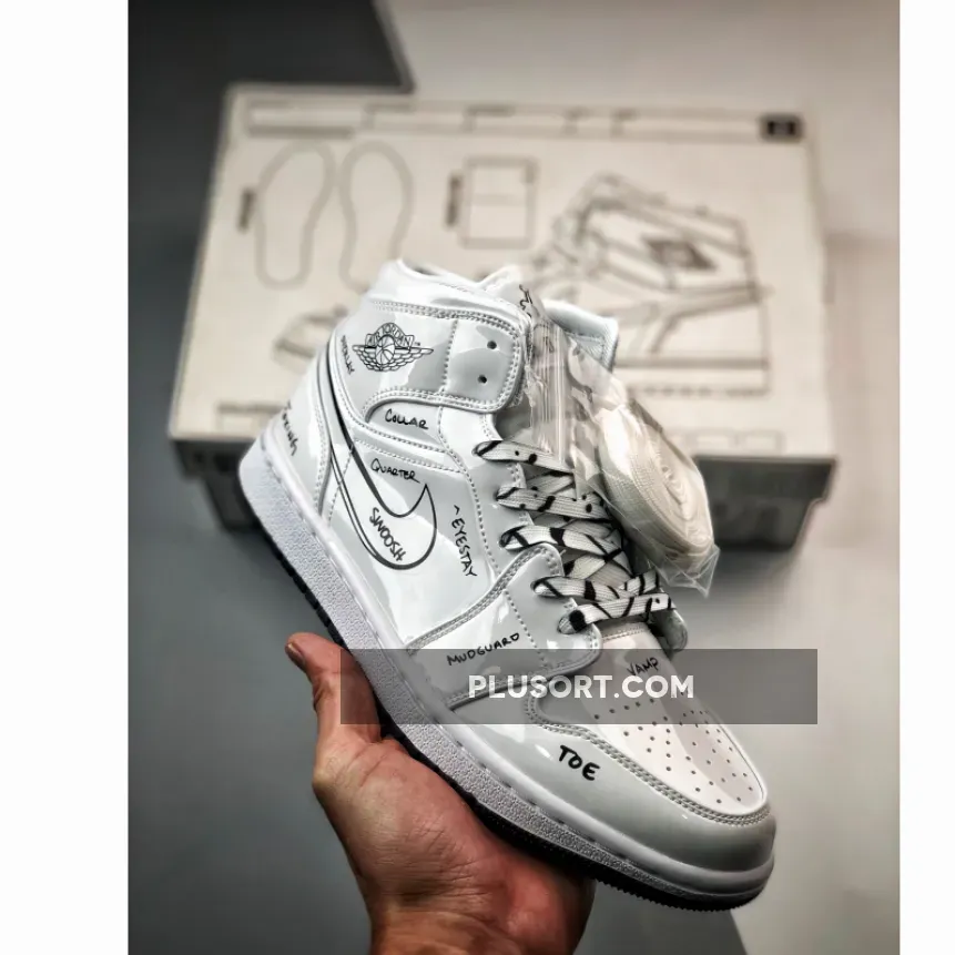 Air Jordan 1 Mid 'Schematic' White/Black DQ1864-100 / air jordan 1 mid gs schematic