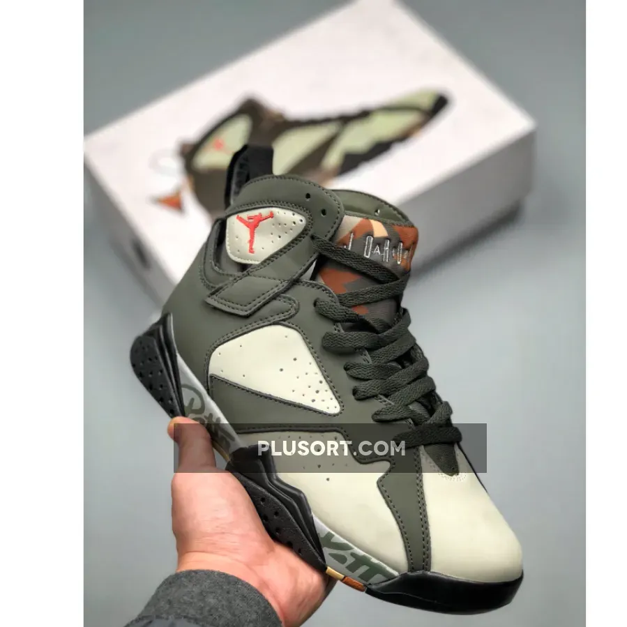 Patta x Air Jordan 7 Icicle/Sequoia-River Rock-Light Crimson / jordan 7 crimson