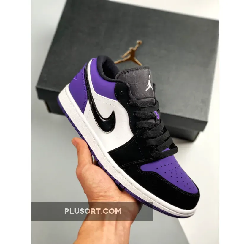 Air Jordan 1 Low White/Black/Court Purple 553558-125 #purple jordan low