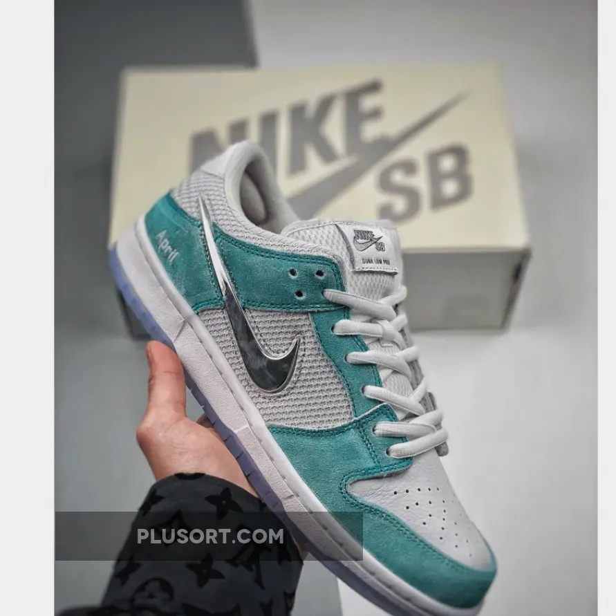 April Skateboards X Nike SB Dunk Low Green White Silver 1684333981 For Sale