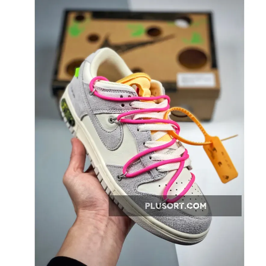 Off-White x Dunk Low 'Lot 17 of 50' Sail/Neutral Grey-Hyper Pink #hyper pink dunk