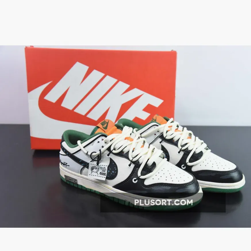 Nike Dunk Low Custom ‘Hold Me Tight’ White Black Green Orange