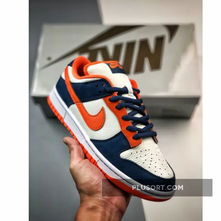 Nike SB Dunk Low Broncos White/Orange Blaze-Midnight Navy 304292-184 dunk low orange blaze