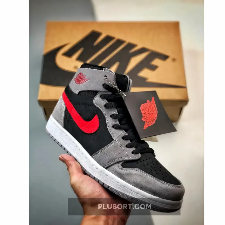 Air Jordan 1 High Zoom CMFT 2 Black/Fire Red-Cement Grey-White DV1307-060 - red and grey jordan