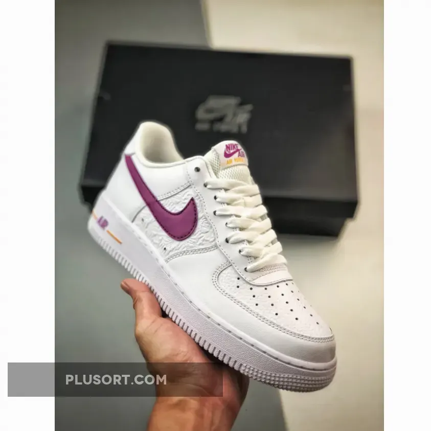 Nike Air Force 1 Low EMB 'Lakers' White/Bold Berry FJ4209-100 nike air force 1 emb