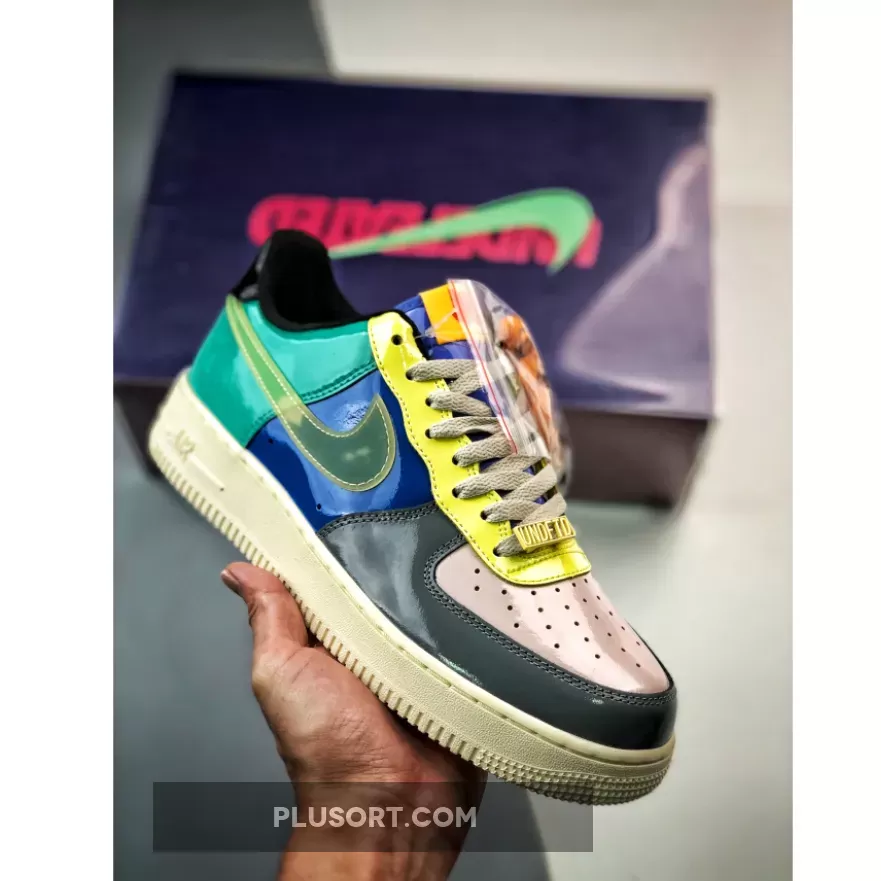 Undefeated x Nike Air Force 1 Low Multi Patent Teal Grey DV5255-001 undefeated air force 1 topaz gold