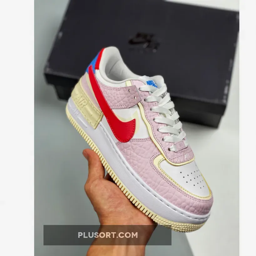 Nike Air Force 1 Shadow Pink White Yellow Red / nike yellow pink
