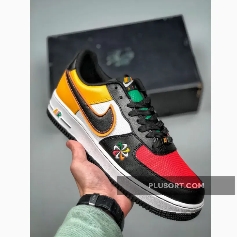 Nike Air Force 1 'Sunburst' Black White Yellow Red - black yellow and white air force ones