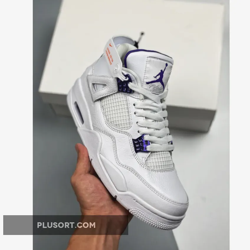Air Jordan 4 White/Metallic Silver-Court Purple CT8527-115 #jordan 4s retro metallic purple