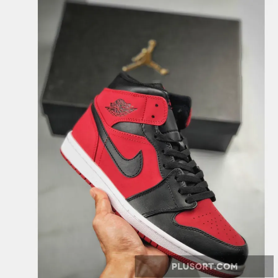 Air Jordan 1 Mid Bred Gym Red/Black-White #jordan 1 mid reverse banned