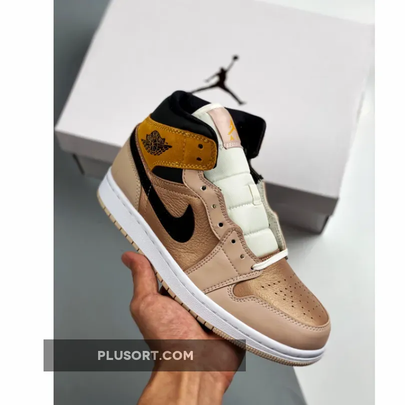 Air Jordan 1 Mid SE Particle Beige/Black-Metallic Red Bronze #jordan 1 mid beige