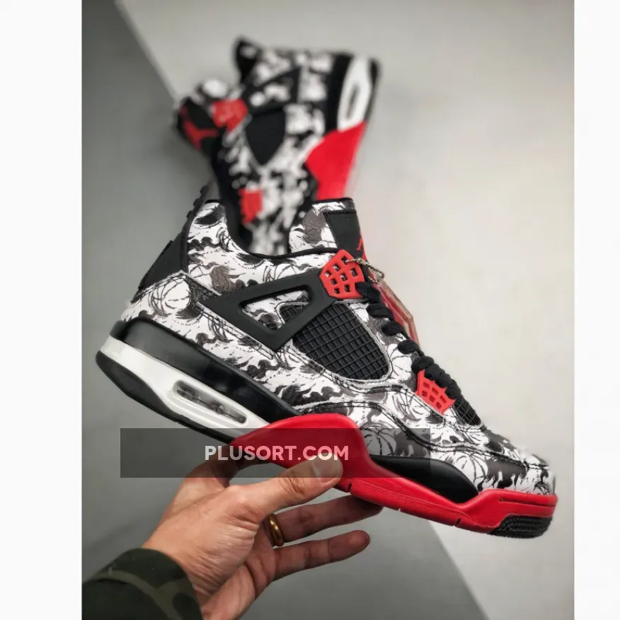 Air Jordan 4 'Tattoo' Black/Fire Red-Black-White #air jordan 4 retro tattoo