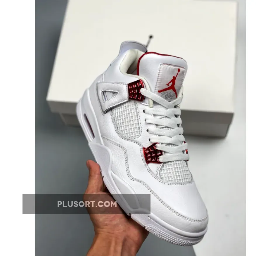 Air Jordan 4 Retro 'Red Metallic' AJ4 White/University Silver - jordan 4 red metallic precio