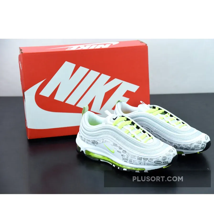 Nike Air Max 97 "Reflective Logo" White/Black-Pure Platinum-Volt | nike air max 97 reflective logo