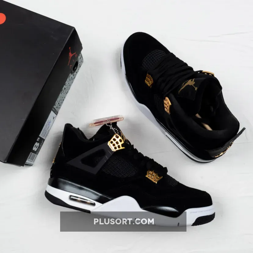 Air Jordan 4 'Royalty' Black/Metallic Gold-White, jordan 4 metallic gold