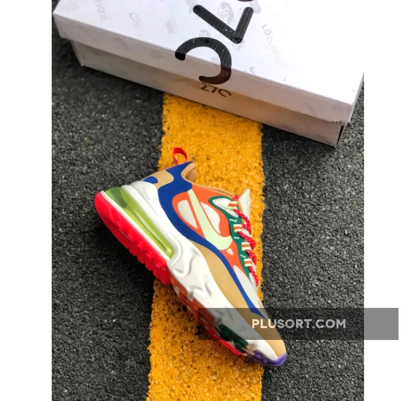 Nike Wmns Air Max 270 React Desert Sand Volt Blue / nike air max 270 sand desert