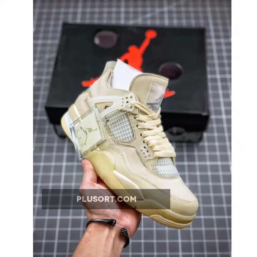 Off-White X Air Jordan 4 SP Sail/Muslin-White-Black Free Delivery
