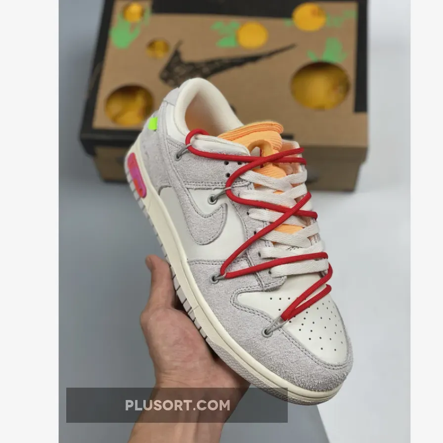 Off-White x Nike Dunk Low '40 of 50' Grey Sail Orange - nike grey and orange shoes