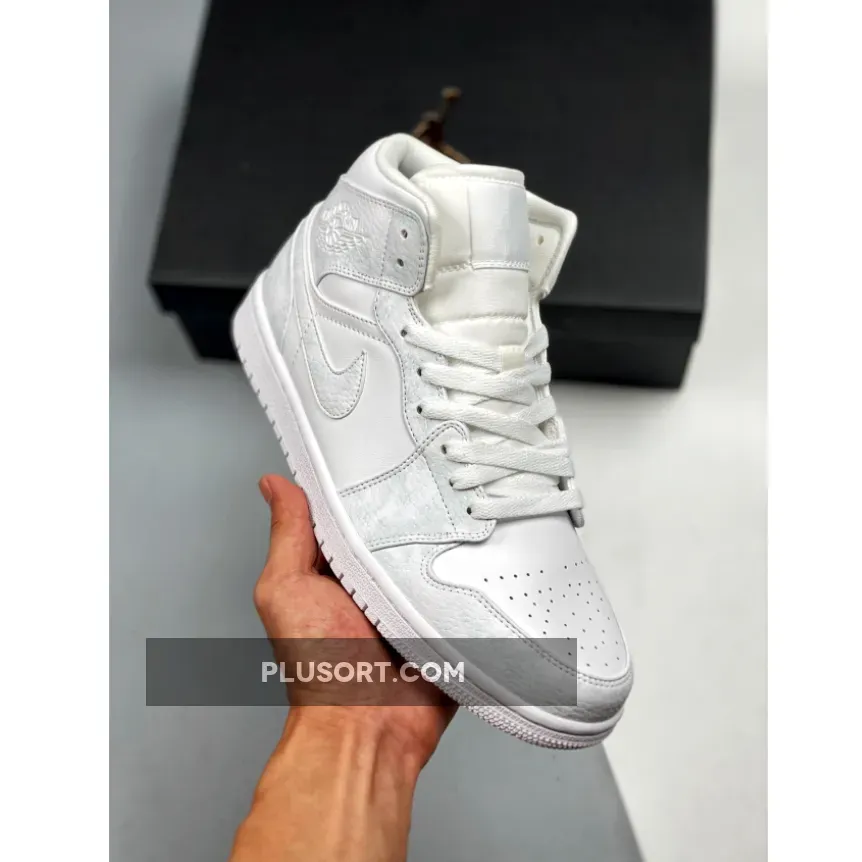Jordan 1 Mid Triple White 554724-130 / jordan 1's all white