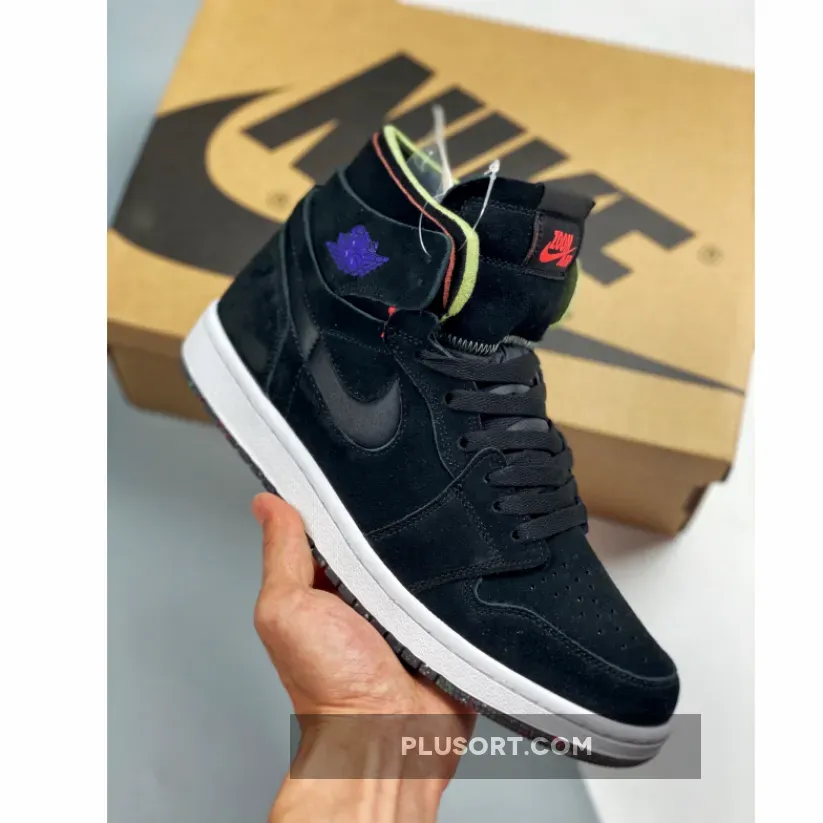 Air Jordan 1 High Zoom Comfort Black/Court Purple-Hot Punch-Green Glow #air jordan 1 high zoom comfort court purple