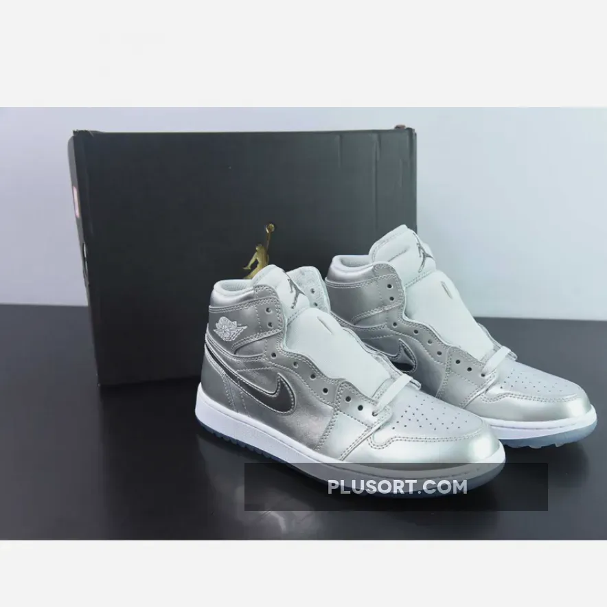 Air Jordan 1 High Golf "Gift Giving" Metallic Silver White