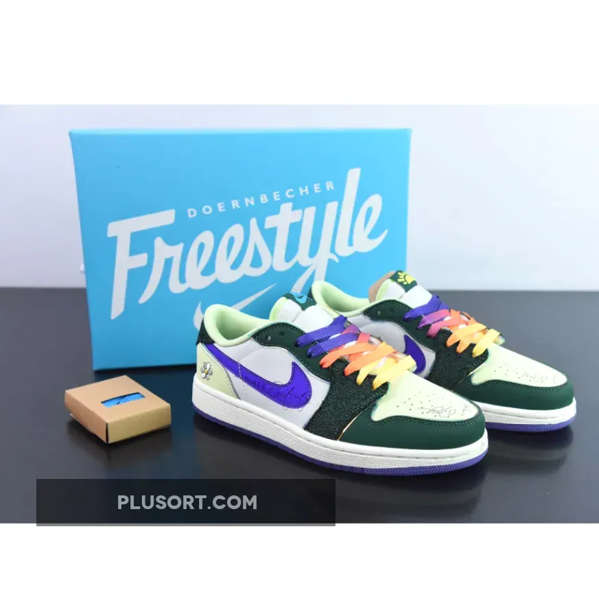 Air Jordan 1 Low "Doernbecher" Gorge Green/Court Purple-White-Barely Volt-Sail