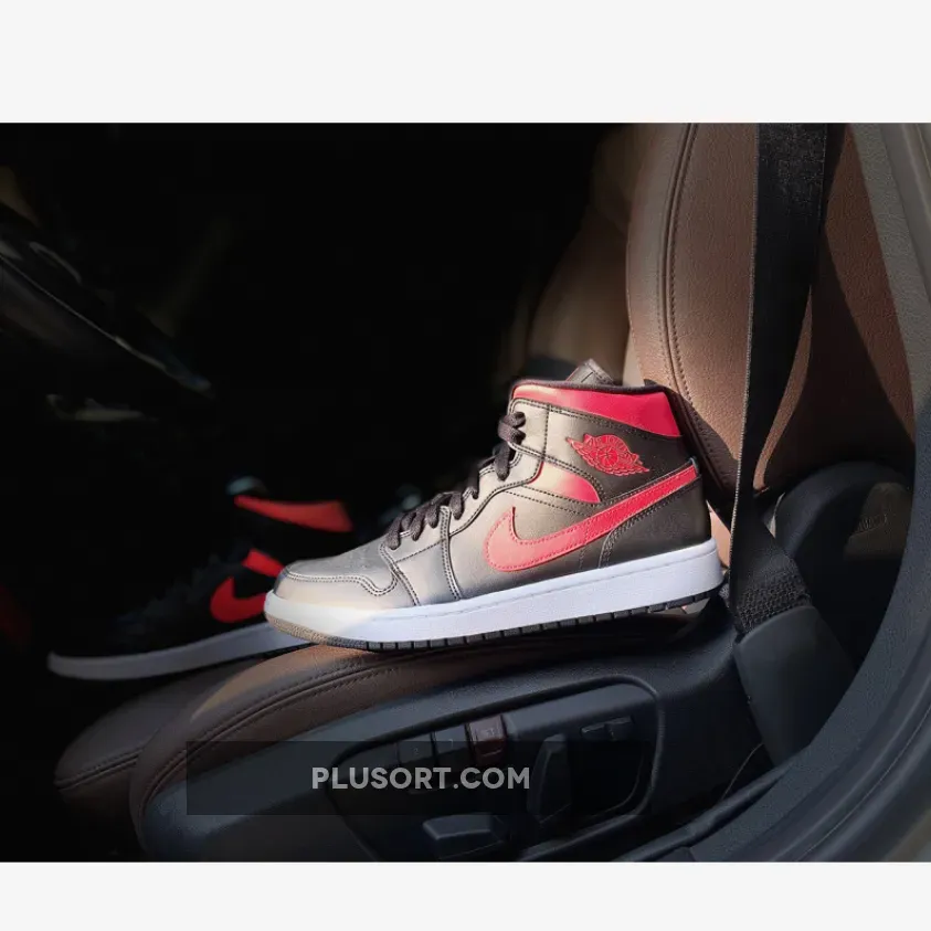 Air Jordan 1 Mid Black/Siren Red/White