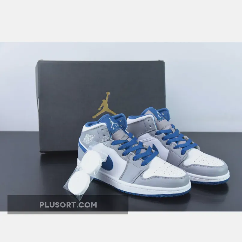 Air Jordan 1 Mid Cement Grey/True Blue/White