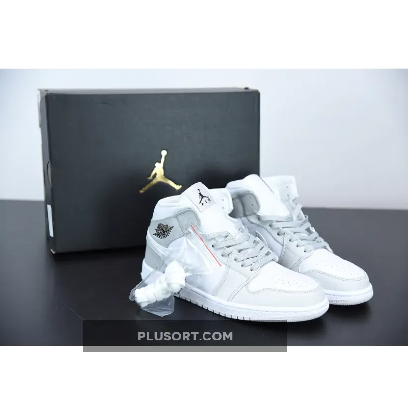 Air Jordan 1 Mid 'Swoosh Logo – Grey Camo' AJ1 White/Photon Dust Fog