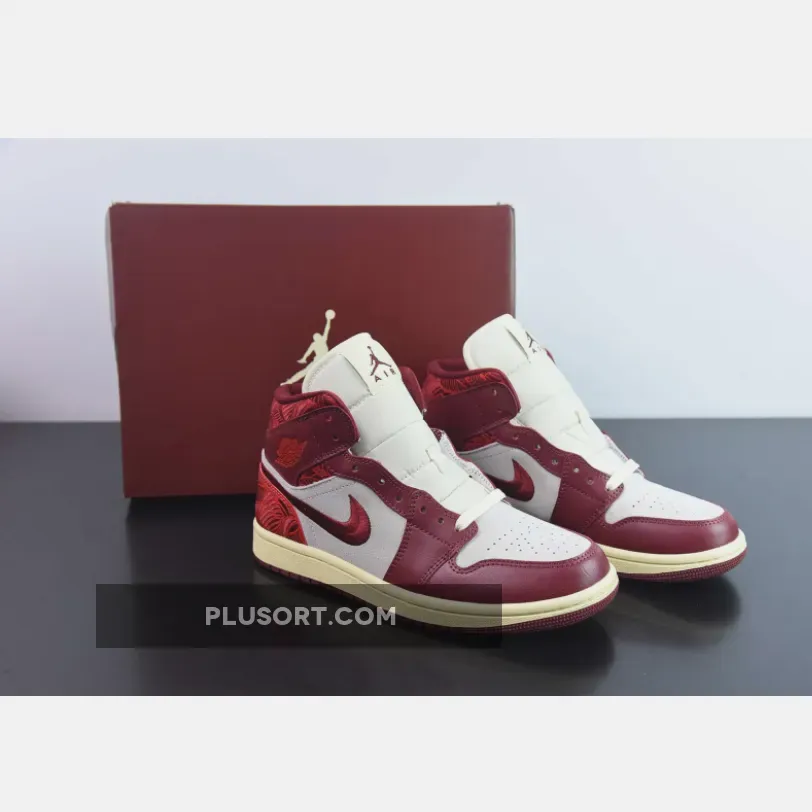 Air Jordan 1 Mid Tiki Leaf Red