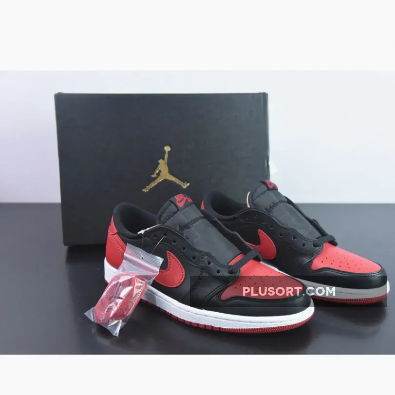 Air Jordan 1 Retro Low Bred Black/Varsity Red–Sail