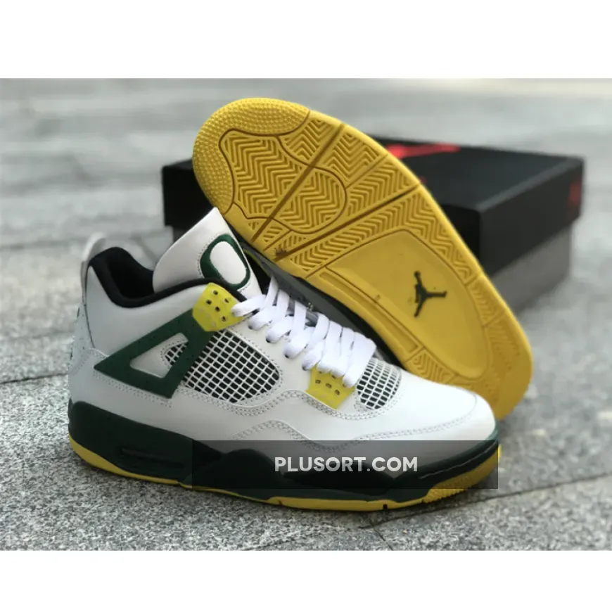 Air Jordan 4 Retro Oregon Ducks Duckman White/Green-Yellow
