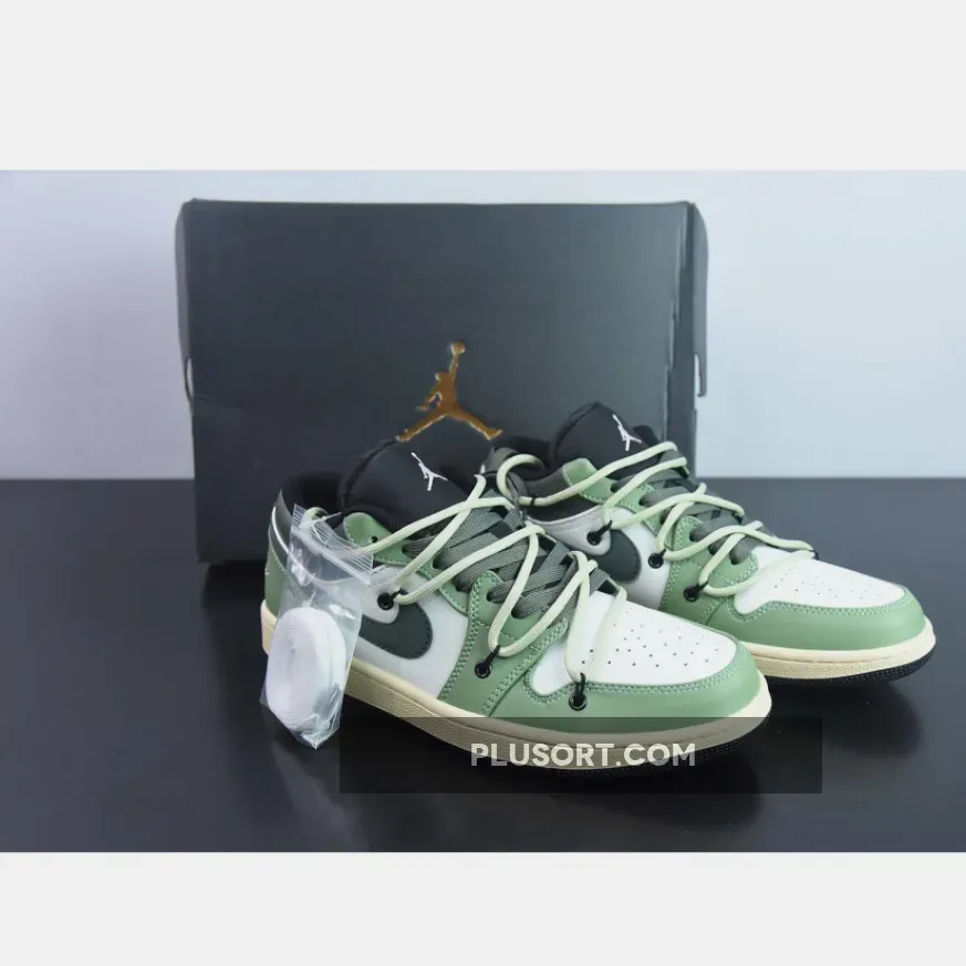 Custom Air Jordan 1 Low White Black Green