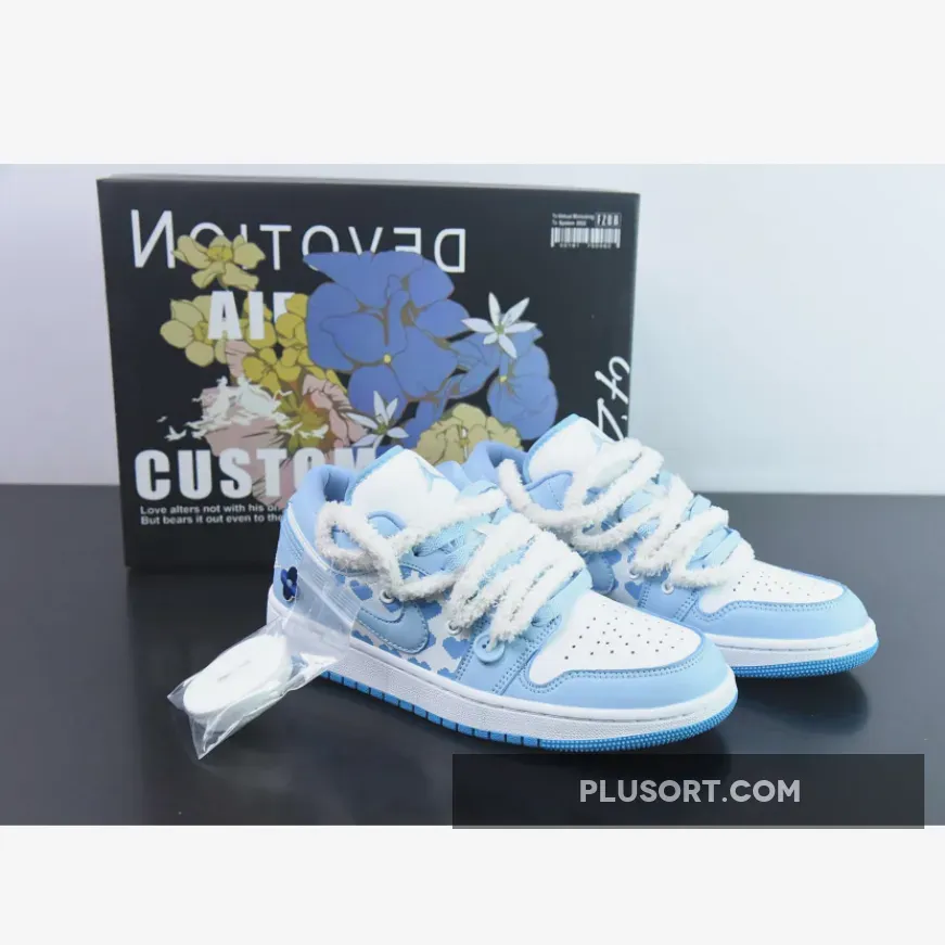 Custom Air Jordan 1 Low "White/Ice Blue