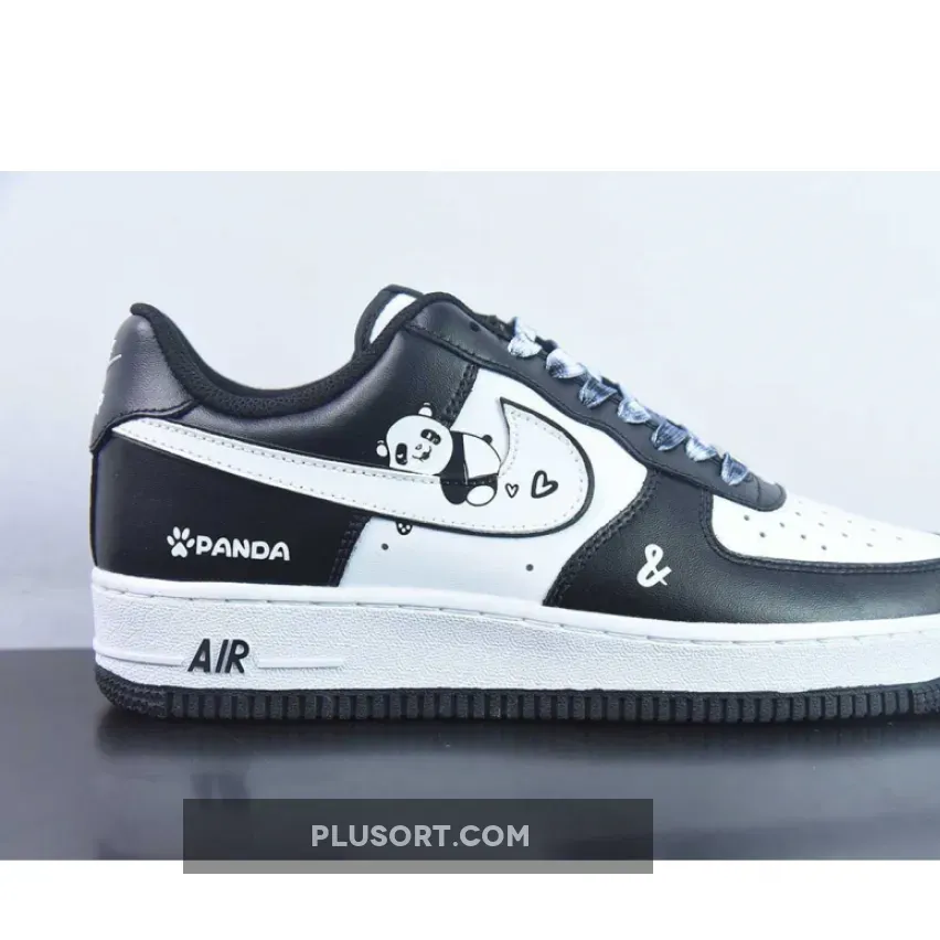 Custom BY You Nike Air Force 1 Low Panda Black White Custom BY You Nike Air Force 1 Low Panda Black White